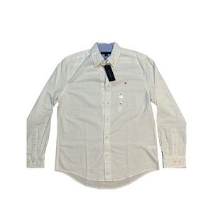 MSRP $74.50 NWT Tommy Hilfiger M Dress Shirt Button Down Men's White Cotton
